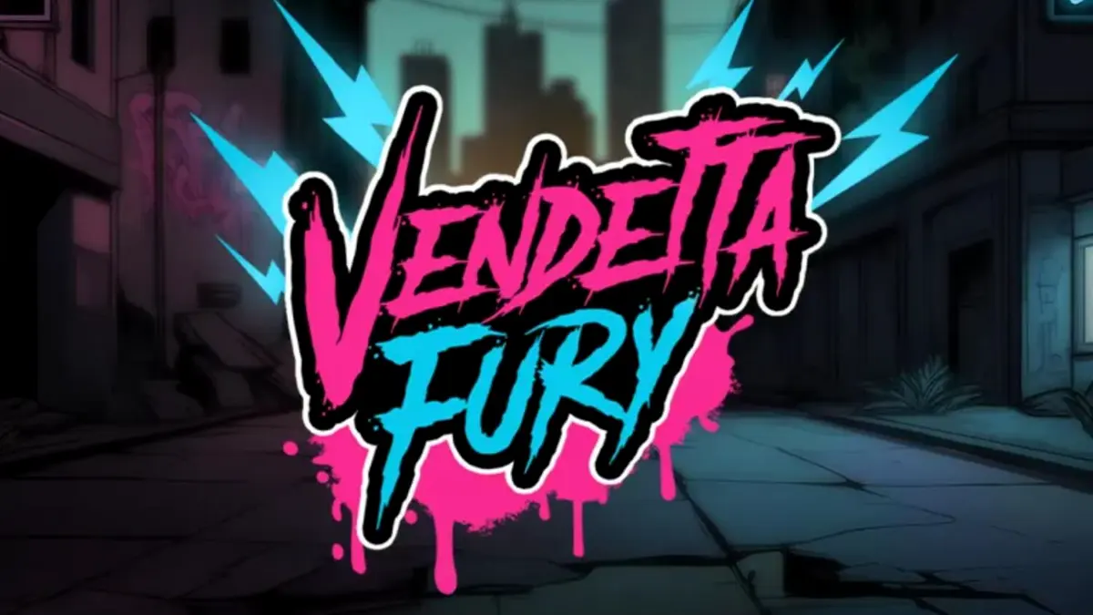 Tampilan visual neon cyberpunk dari slot Vendetta Fury